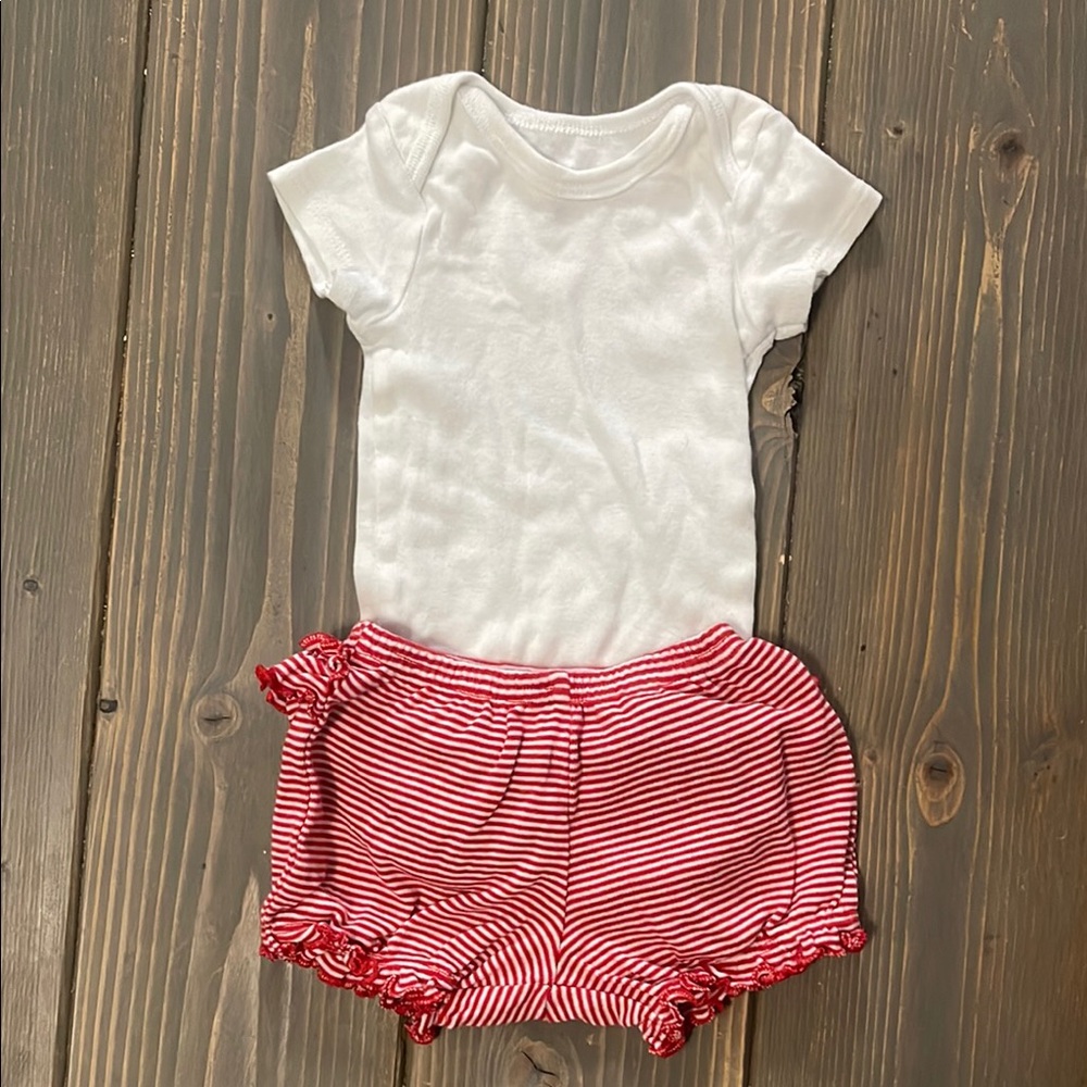 White and Red Striped Kids Outfit